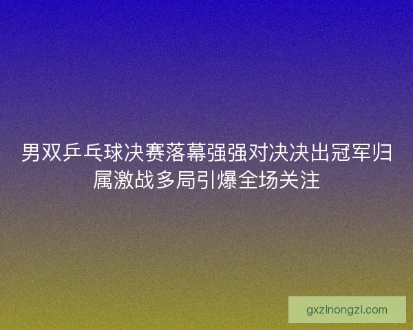 男双乒乓球决赛落幕强强对决决出冠军归属激战多局引爆全场关注